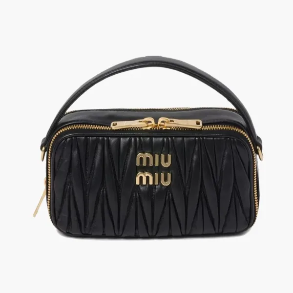 Miu Miu Matelassé Bandoliera Handbag Black