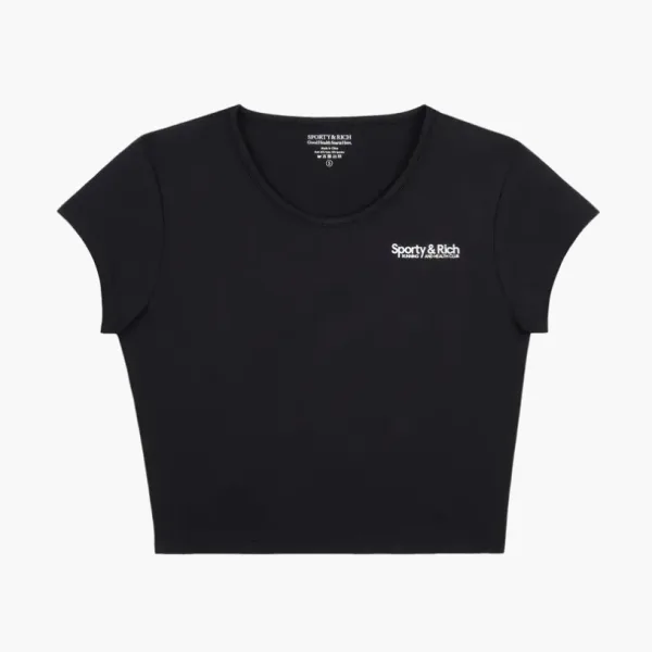 orty & Rich Club Logo Cropped Active T-Shirt WMNS Black/White