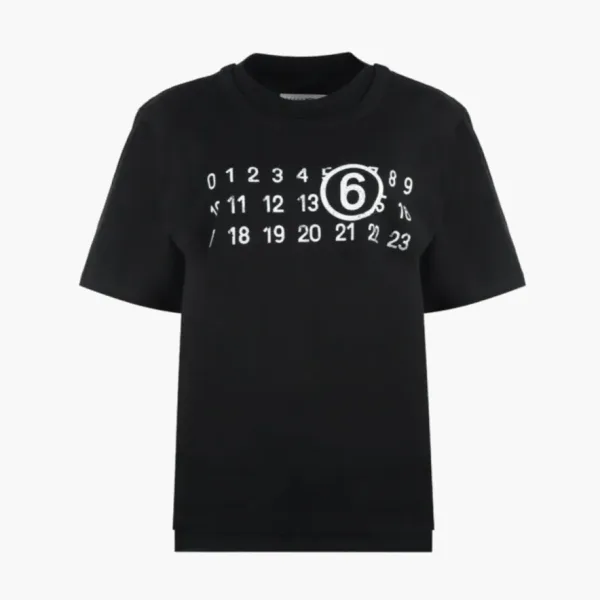 MM6 Maison Margiela Number Logo Cotton Crewneck T-Shirt Black