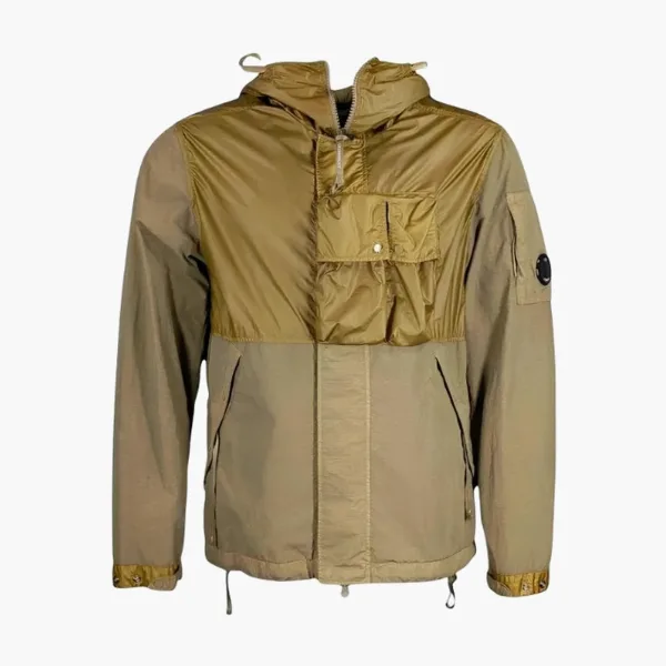 C.P. Company Flatt Nylon Mixed Hooded Jacket Beige