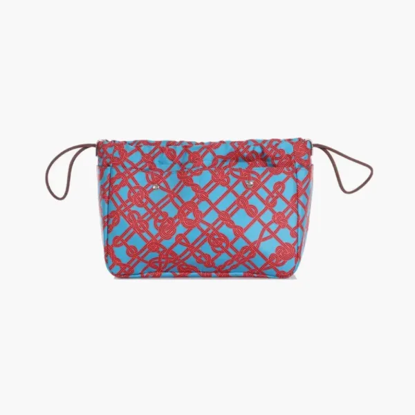 Hermès Fourbi Silk With Cow Leather Inner Sleeve Bag Blue/Light Tawny