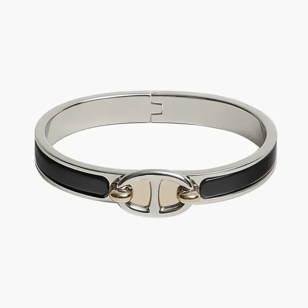Hermes Mini Clic Chaine d'Ancre bracelet Silver/Black