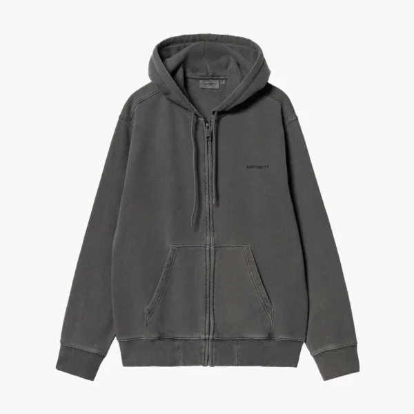 Carhartt WIP Hooded Duster Script Zip Jacket Washed Grey