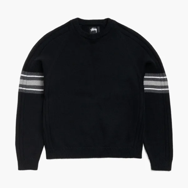 Stussy Stripe Raglan Crew Black