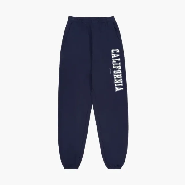 Sporty & Rich California Printed Drawstring Pants Blue