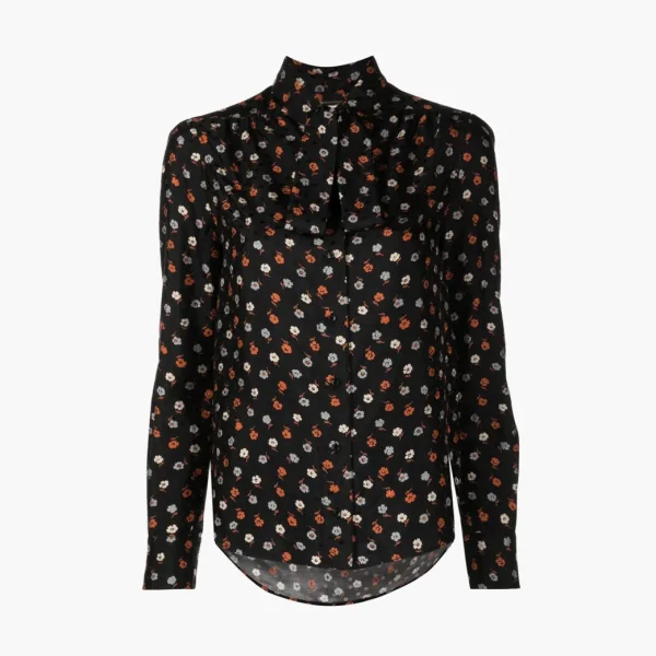 Saint Laurent Floral Print Blouse Black