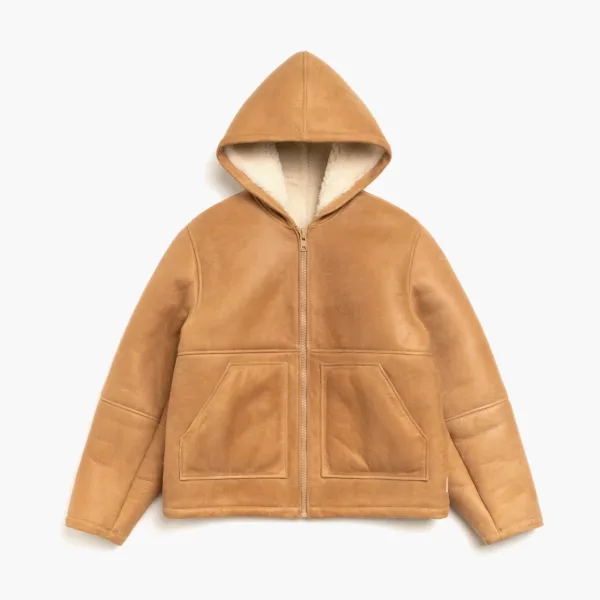 Stussy Shearling Hooded Jacket Tan