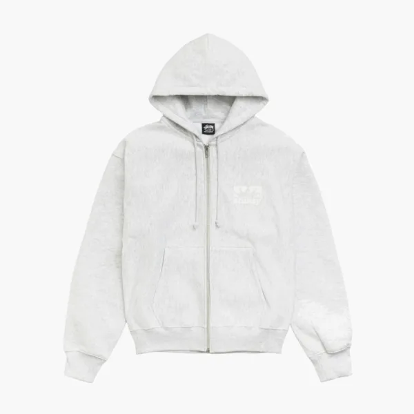 Stussy Box Crown Zip Hoodie Ash Heather