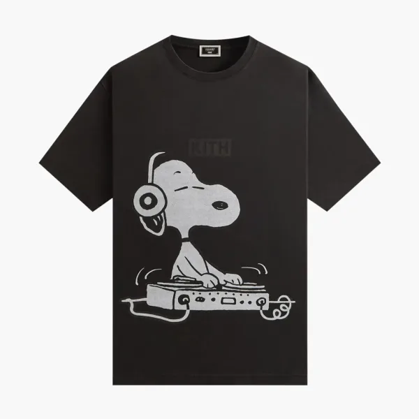 Kith For Peanuts Snoopy DJ Vintage Tee Black
