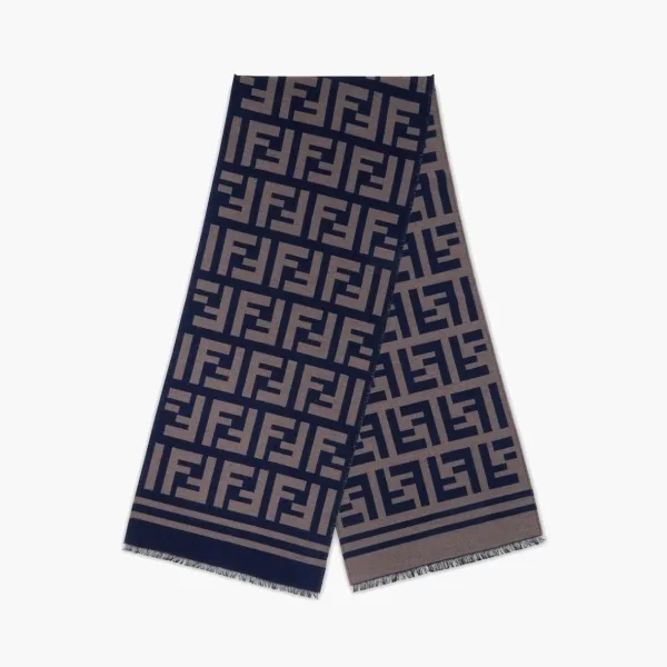Fendi Wool Scarf Brown Blue 