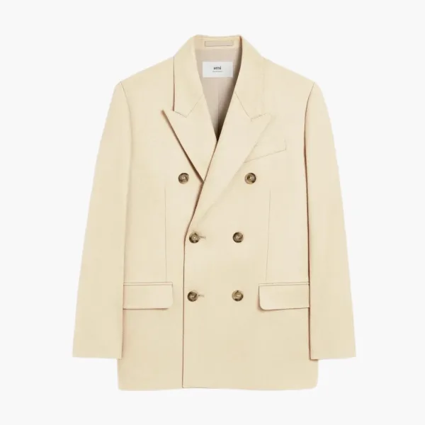Ami Paris Loose Double-Breasted Jacket Ivory