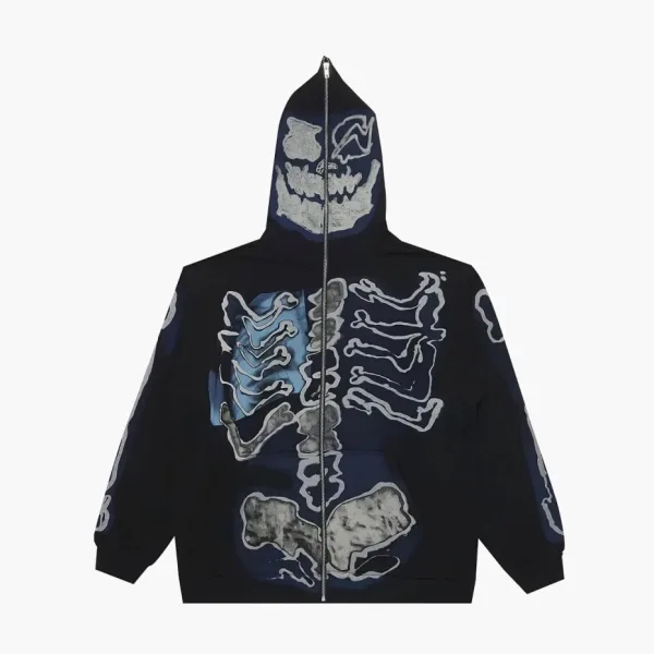 Travis Scott X Fragment Skeleton Graffiti Full Zip Hoodie Multi