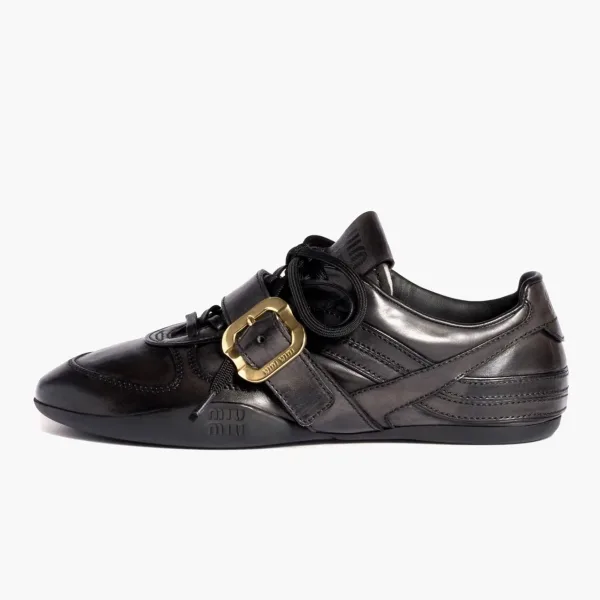 Miu Miu Leather Sneakers With Buckle WMNS Black