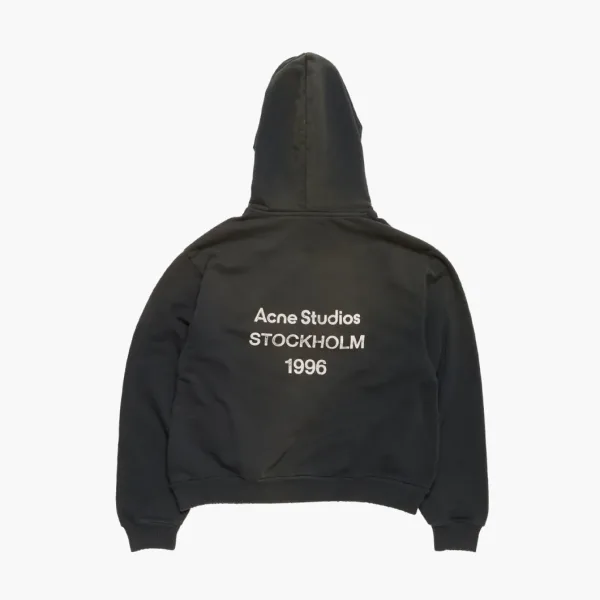 Acne Studios Back Logo Garment Dyed Hoodie Black