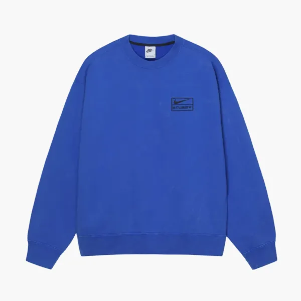 Nike X Stussy Acid Wash Crew Fleece Blue
