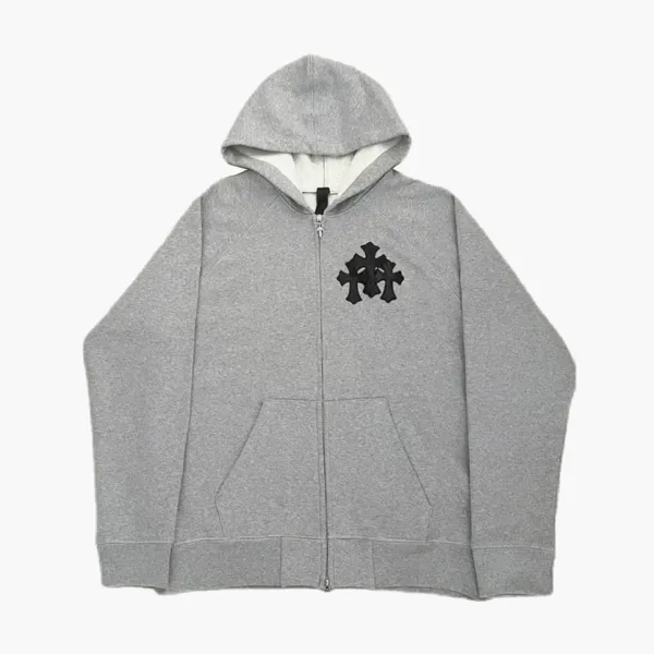 Chrome Hearts Zip Up Hoodie Grey