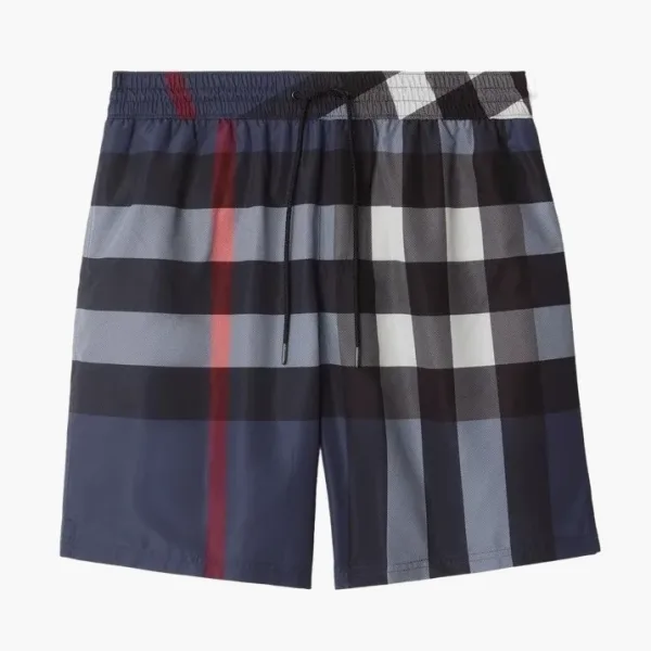 Burberry Check Swim Shorts  Carbon blue
