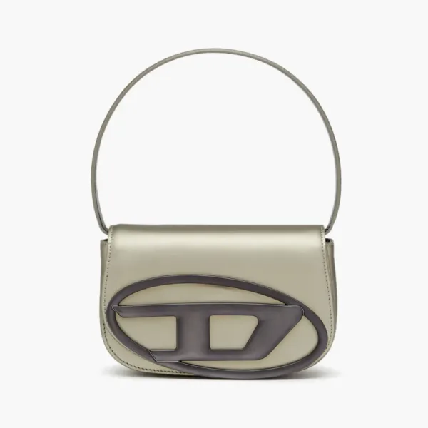 Diesel 1DR Shoulder Bag Metallic Leather Grey