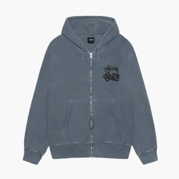 Stussy Dice Zip Hoodie Pigment Dyed Navy