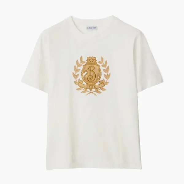 Burberry B Crest Cotton T-shirt  Chalk