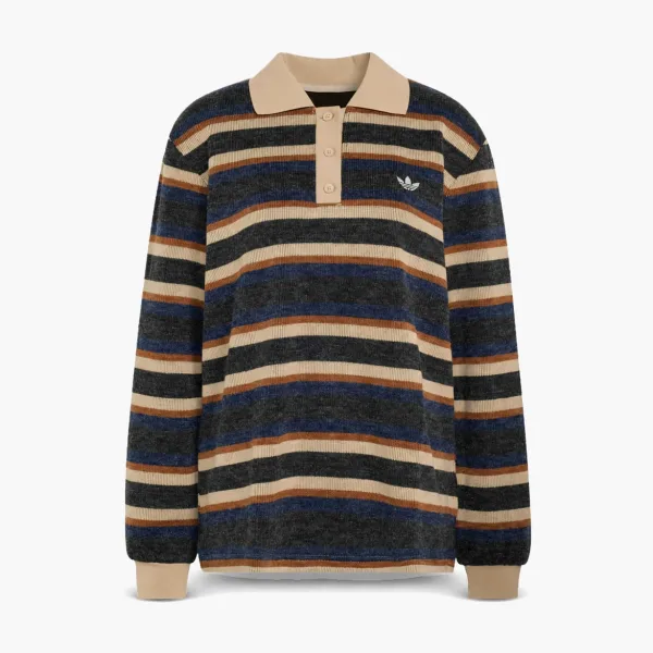 Adidas Originals Striped Polo Long Sleeve Black