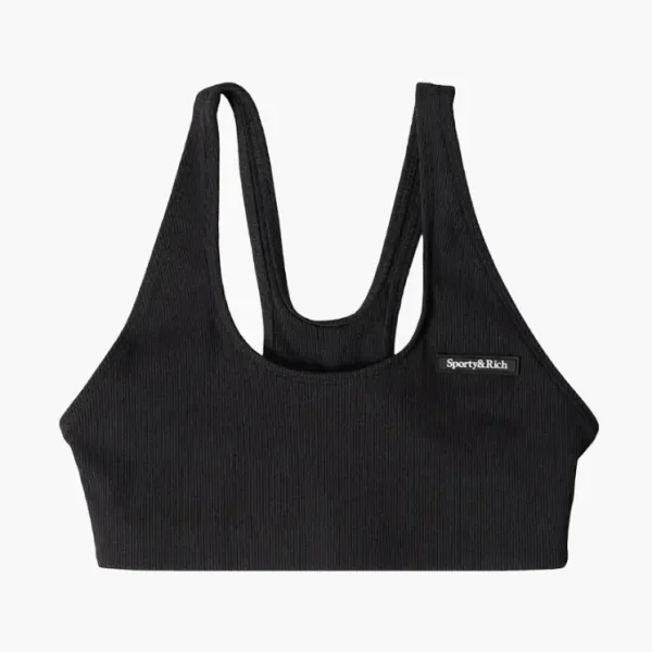 Sporty & Rich Serif Rib Sports Bra Black/White