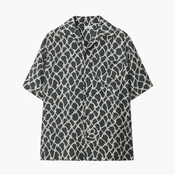 Burberry Relaxed Fit Knot Silk Poplin Shirt Multicolor