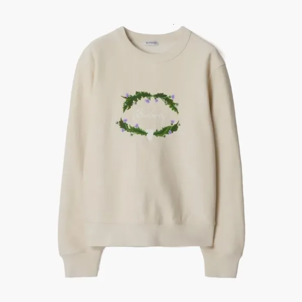 Burberry Thistle Logo Cotton Blend Sweatshirt Tundra