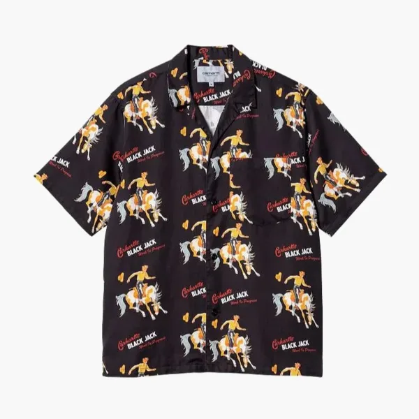 Carhartt WIP Horse Print Camp Shirt Black
