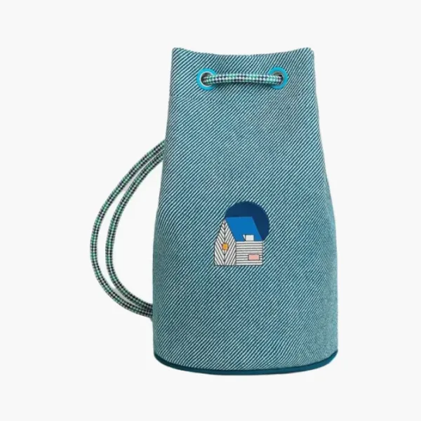 HERMES Canvas Clutch Canvas Bag Blue