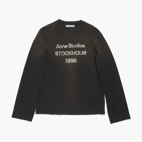 Acne Studios Logo L/S T-shirt Relaxed Fit Faded Black