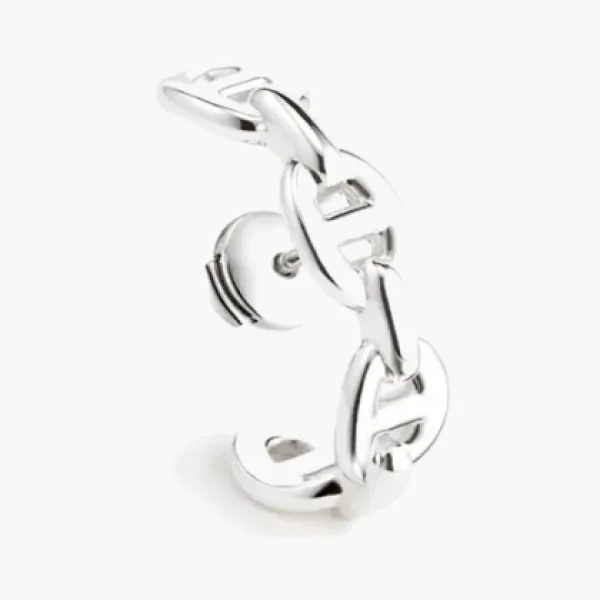 Hermes Single Chaine D'Ancre Enchainee Ear Climber Earring Sterling Silver