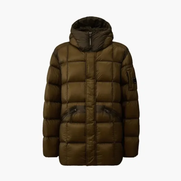 C.P. Company DD Shell Long Hooded Down Jacket Brown