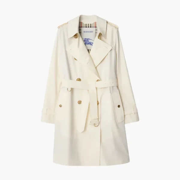 Burberry Mid-length Gabardine Kensington Trench Coat Beige