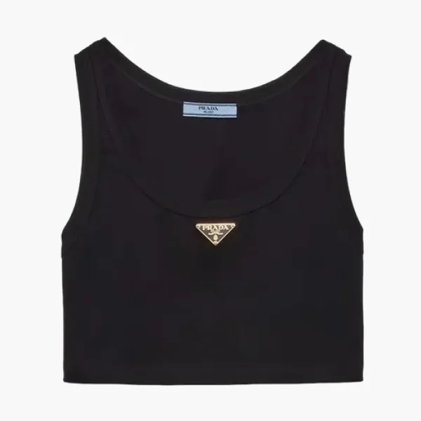 Prada Jersey Cropped Top Black