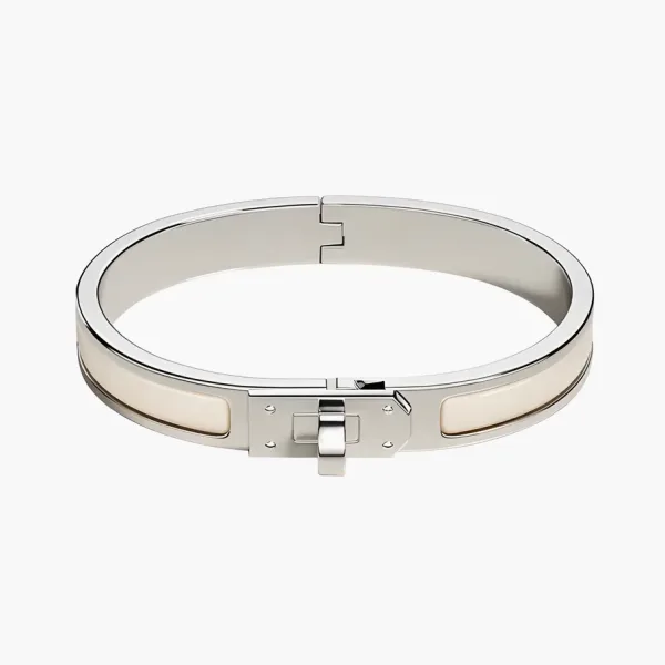 HERMES Enamel Bangles Silver
