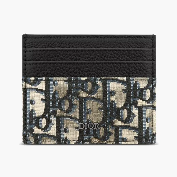 Dior Oblique Jacquard Calfskin Card Holder Beige/Black