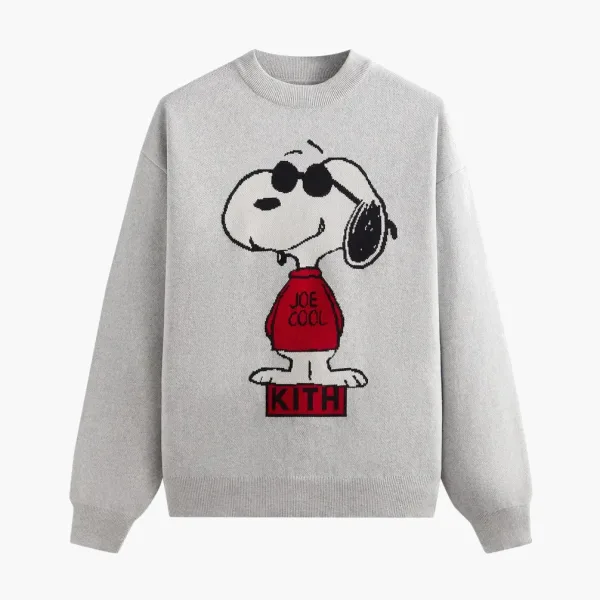 Kith For Peanuts Joe Cool Crewneck Sweater Light Heather Grey