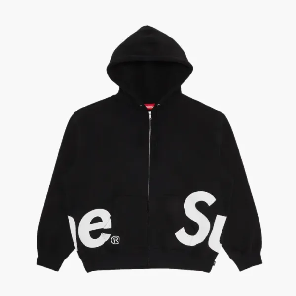 Supreme Big Logo Zip Up Hooded Sweatshirt Black