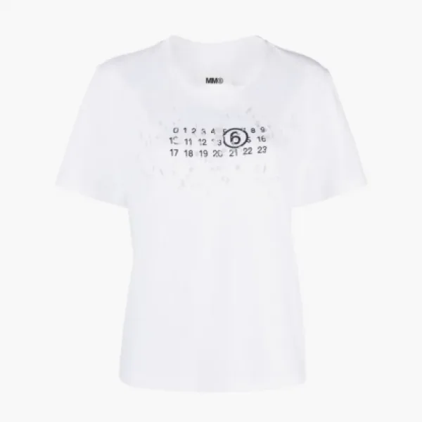 MM6 Maison Margiela Destroyed Logo T-Shirt White