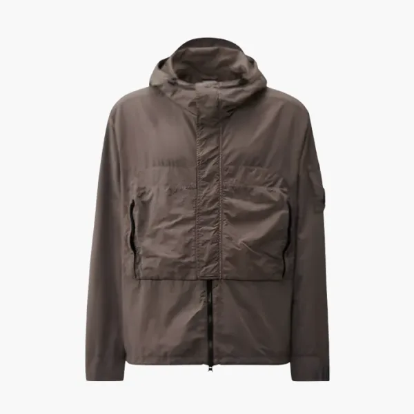 C.P. Company Flatt Nylon Hooded Overshirt Jacket Brown