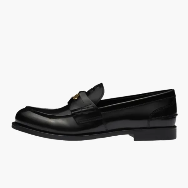 Miu Miu Brushed Leather Loafers Black