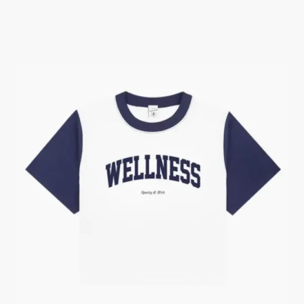 Sporty & Rich Wellness Ivy Color Block Cropped Tee White