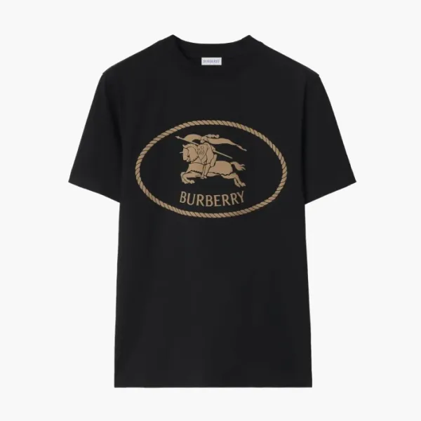 Burberry Knight-stamp Cotton T-shirt Black
