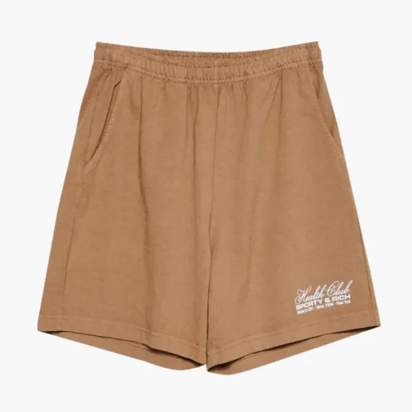 Sporty & Rich Made In USA Gym Short Espresso/White