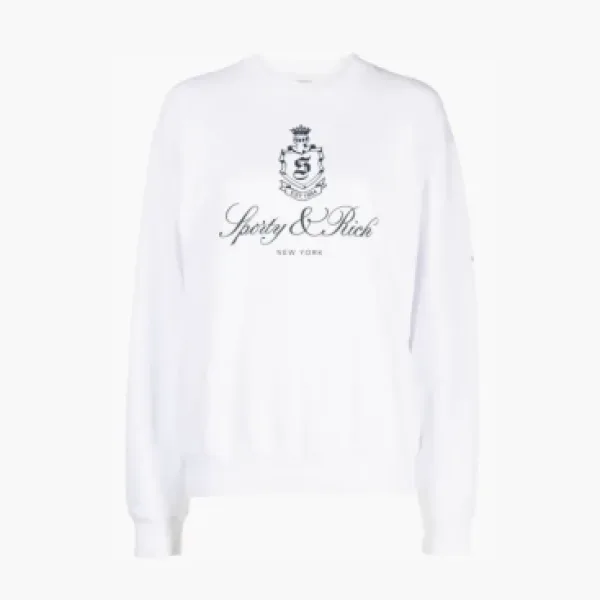 Sporty & Rich logo-print cotton sweatshirt White