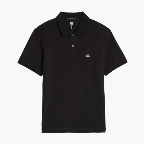 C.P. Company Stretch Piquet Short Sleeve Polo Black