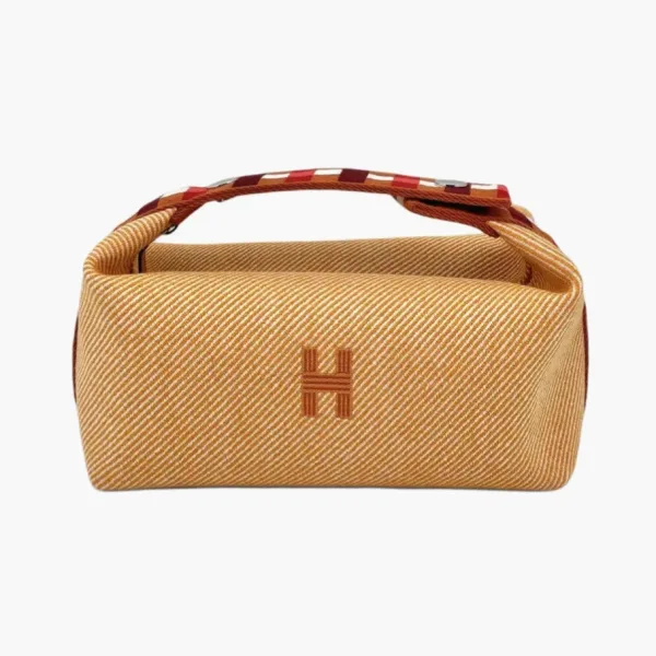 HERMES Canvas Toiletry Bag Regular Unisex Orange