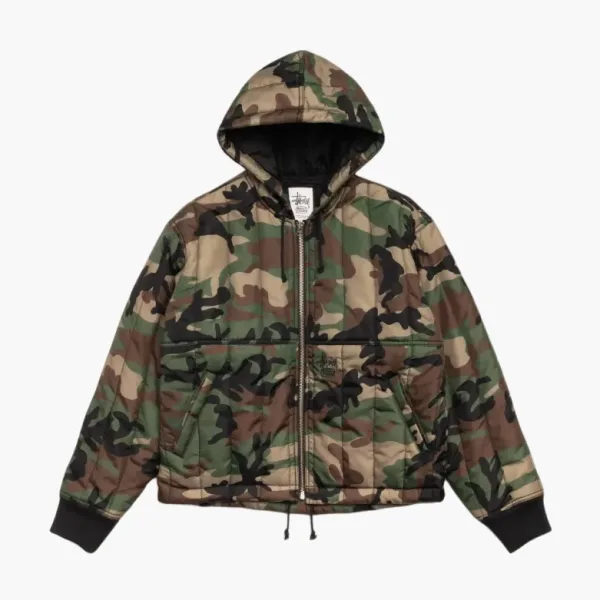 Stussy Quilted Nylon Work Jacket Woodland Camo