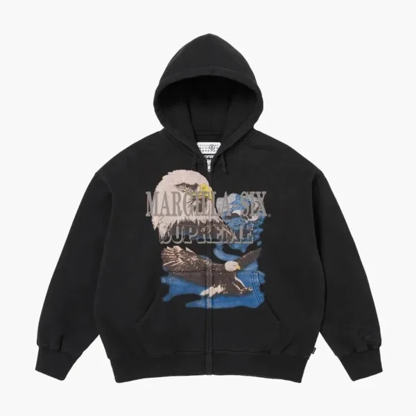 Supreme x MM6 Maison Margiela Eagle Zip Up Hooded Sweatshirt Black